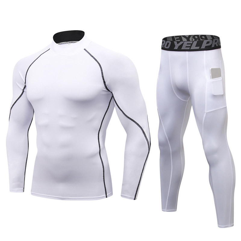 IEMUH High Collar Winter Thermal Underwear Men Long Johns Men Rashgard Shirt+pants Sets Warm Compression Underwear Thermo Men 201023