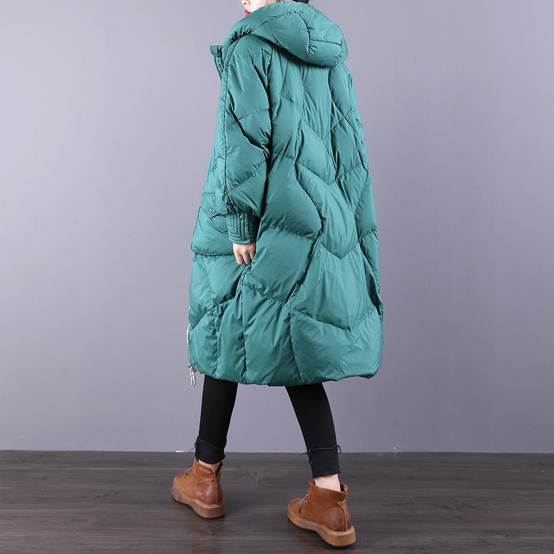 Fitaylor Winter Loose Hooded Long Jacket Women 90 White Duck Down Coat Hight Quality Bread Parka Thick Warm Splicing Outwear 201023