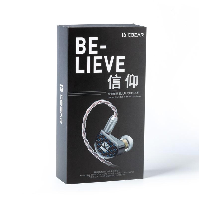 Headphones & Earphones KBEAR Believe 9mm Pure Beryllium Diaphragm 1DD In Ear Earphone With 0.78mm Gold Plated 2 Pin 6N Single Crystal Copper