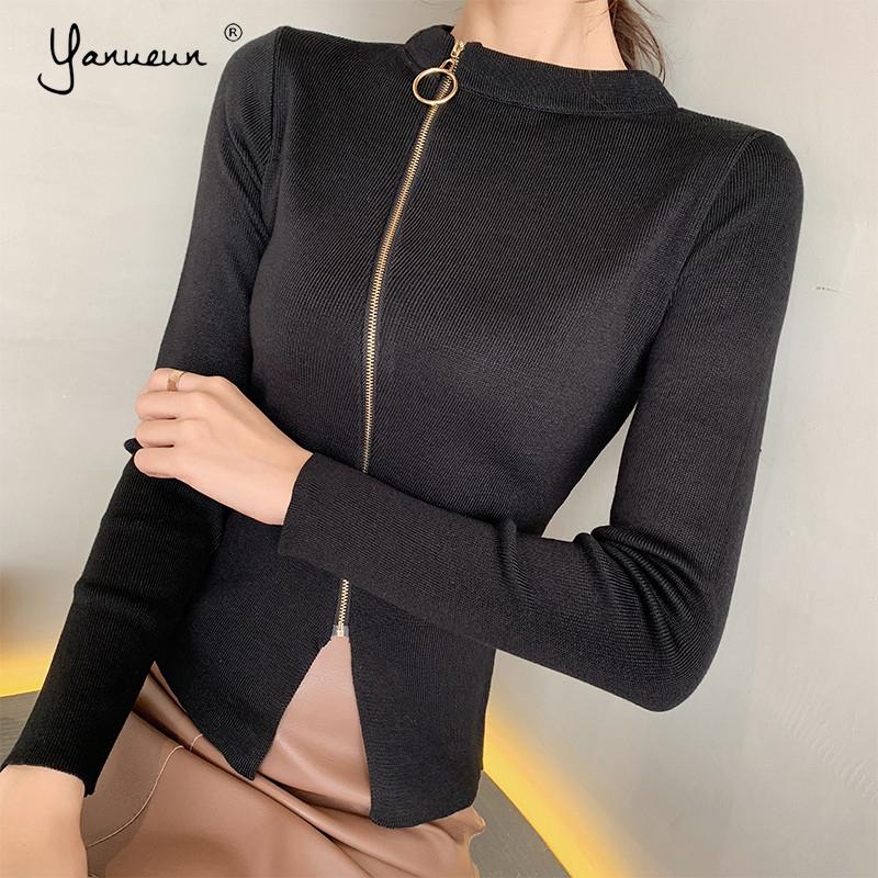 Yanueun Women Sweater Autumn Winter 2020 Zipper Knitted Korean Style Fashion Casual Slim Thin Solid Ladies Sweaters Tops, Black
Yanueun Women Sweater Autumn Winter 2020 Zipper Knitted Korean Style Fashion Casual Slim Thin Solid Ladies Sweaters Tops, Black