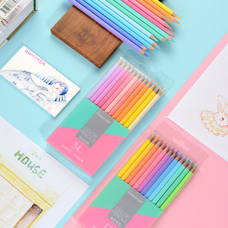 Marco 12/24 Macaron Series Pastel Colors Non-toxic Color Pencil lapis de cor Professional Colored Pencils for School Supplies 201223