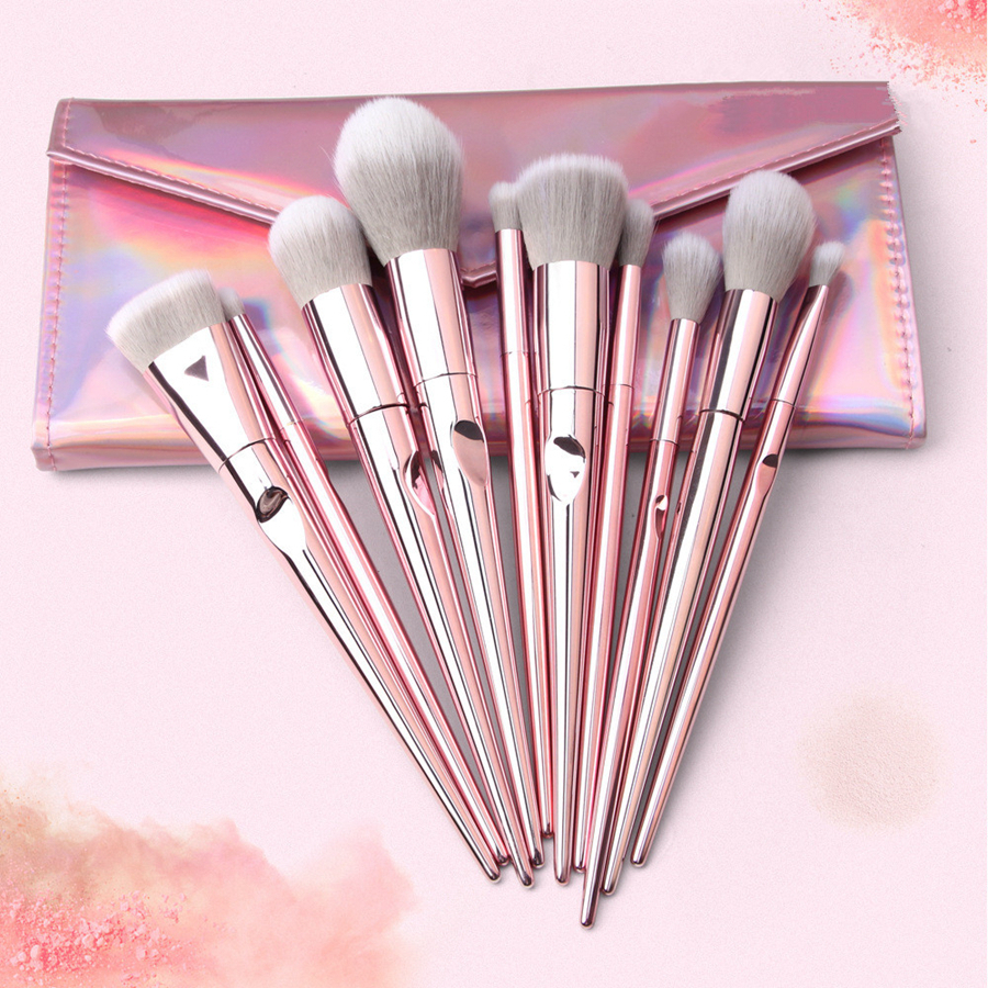 Makeup Brushes Set Powder Foundation Eye Shadow Eyebrow Eyelash Lip Make Up Brush Kits Cosmetic Brushes With Makeup Bag 10Pcs /set