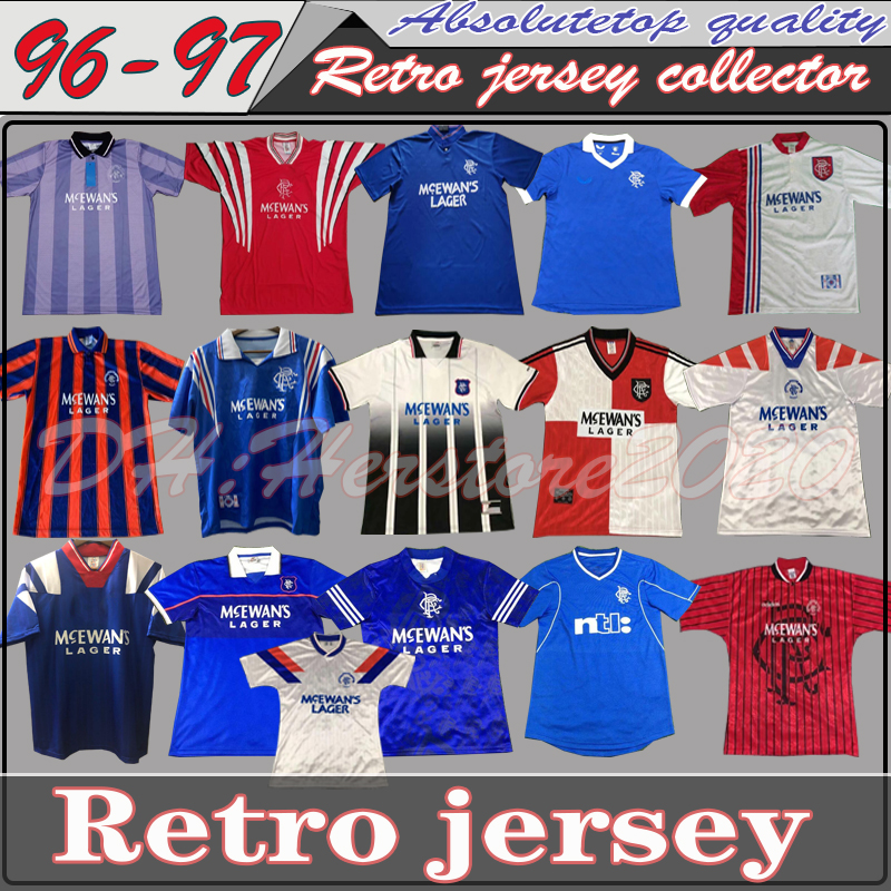 87 90 92 94 96 97 99 01 Glasgow Rangers Retro soccer jerseys blue away white GASCOIGNE LAUDRUP Soccer Shirts MCCOIST football kits Uniforms, Black;yellow
87 90 92 94 96 97 99 01 Glasgow Rangers Retro soccer jerseys blue away white GASCOIGNE LAUDRUP Soccer Shirts MCCOIST football kits Uniforms, Black;yellow