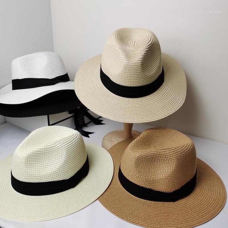 Summer Fashion White Flat Brim Wide Brim Women's Strawhat Women's Jazz Fedoras Hat Sun-shading Hat Beach Cap Summer1
Summer Fashion White Flat Brim Wide Brim Women's Strawhat Women's Jazz Fedoras Hat Sun-shading Hat Beach Cap Summer1