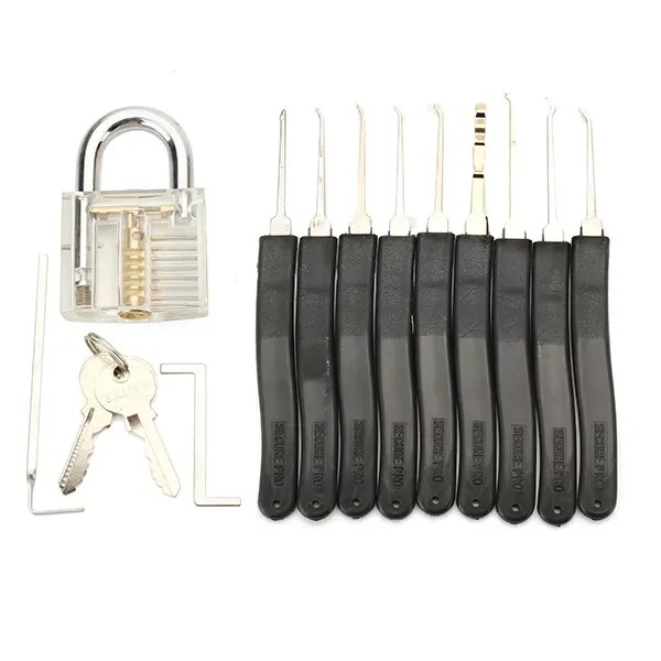 Locksmith Supplies Transparent Inner Visible Padlock Practice Set with 9 unlocking lock picks tools opener
Locksmith Supplies Transparent Inner Visible Padlock Practice Set with 9 unlocking lock picks tools opener