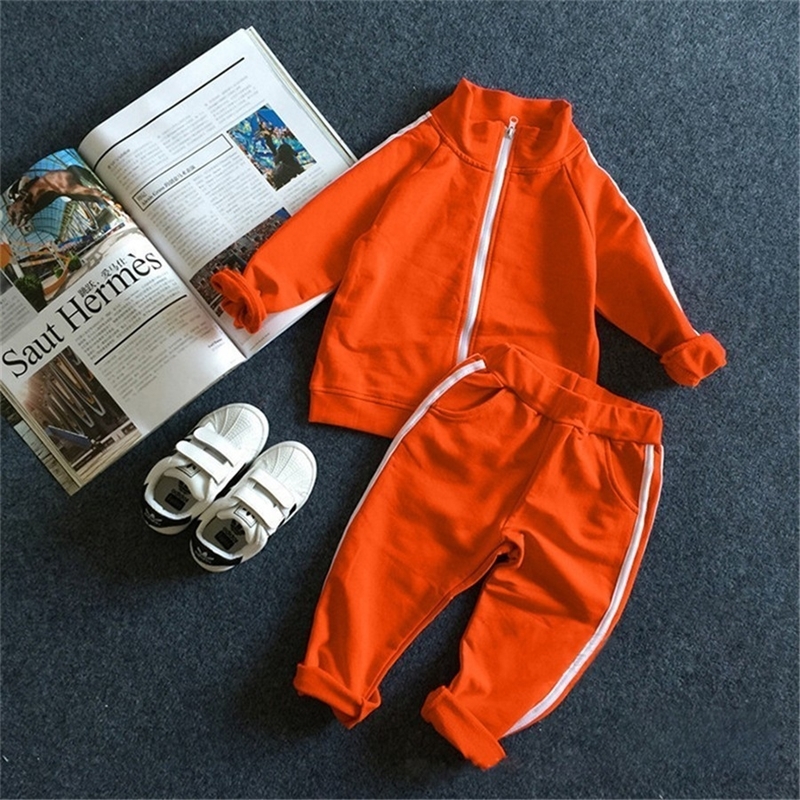 Spring Kids Clothing Sets Baby Toddler Casual Zipper Jacket Pants 2pcs Sport Suit For Girl Tracksuit Kids Boys Clothes New LJ200831