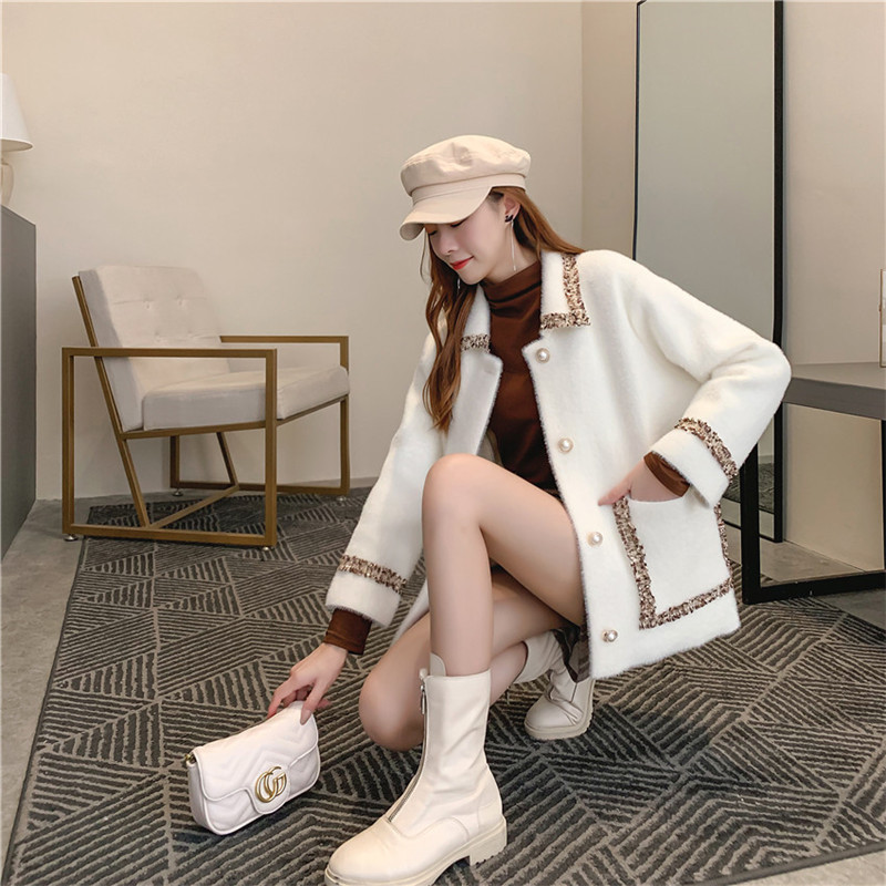 2021 Winter Women's Clothes Autumn New Sheer Colour Lapel Loose Mink Coat Long Sleeve Sweet Wool Thick Cardigan Mesh AP5Q, Black
2021 Winter Women's Clothes Autumn New Sheer Colour Lapel Loose Mink Coat Long Sleeve Sweet Wool Thick Cardigan Mesh AP5Q, Black