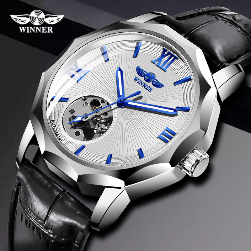 WINNER New Black Men's Skeleton WristWatch Leather Strap Antique Steampunk Casual Automatic Skeleton Mechanical Watches Male Y1214, Slivery;brown
WINNER New Black Men's Skeleton WristWatch Leather Strap Antique Steampunk Casual Automatic Skeleton Mechanical Watches Male Y1214, Slivery;brown