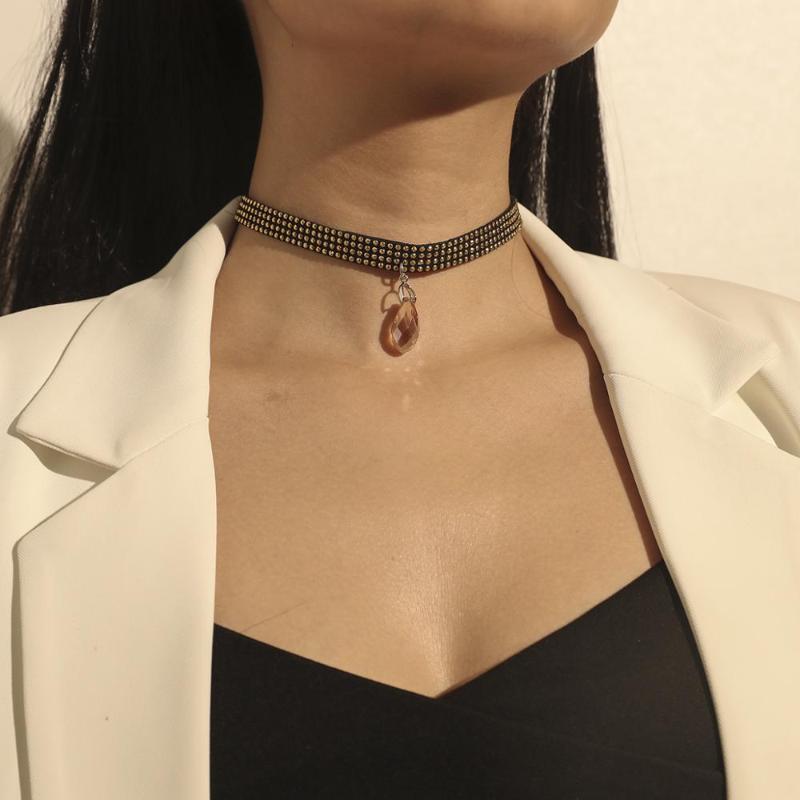 Fashion Yellow Crystal Pendant Choker Necklace for Women Wedding Stretch Rhinestone Statement Necklace Accessories Jewelry
Fashion Yellow Crystal Pendant Choker Necklace for Women Wedding Stretch Rhinestone Statement Necklace Accessories Jewelry