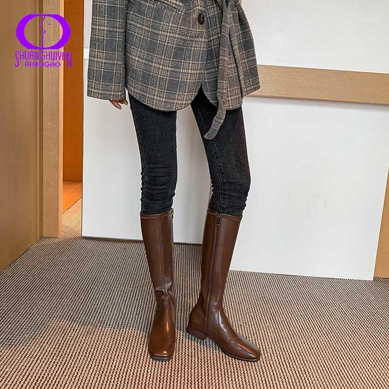 AIMEIGAO Fashion Genuine Leather Knee High Boots Women 2020 Winter Sewing Plush Cowhide Boots Female Zip Square Toe Shoes Lady1, Brown with plush
AIMEIGAO Fashion Genuine Leather Knee High Boots Women 2020 Winter Sewing Plush Cowhide Boots Female Zip Square Toe Shoes Lady1, Brown with plush