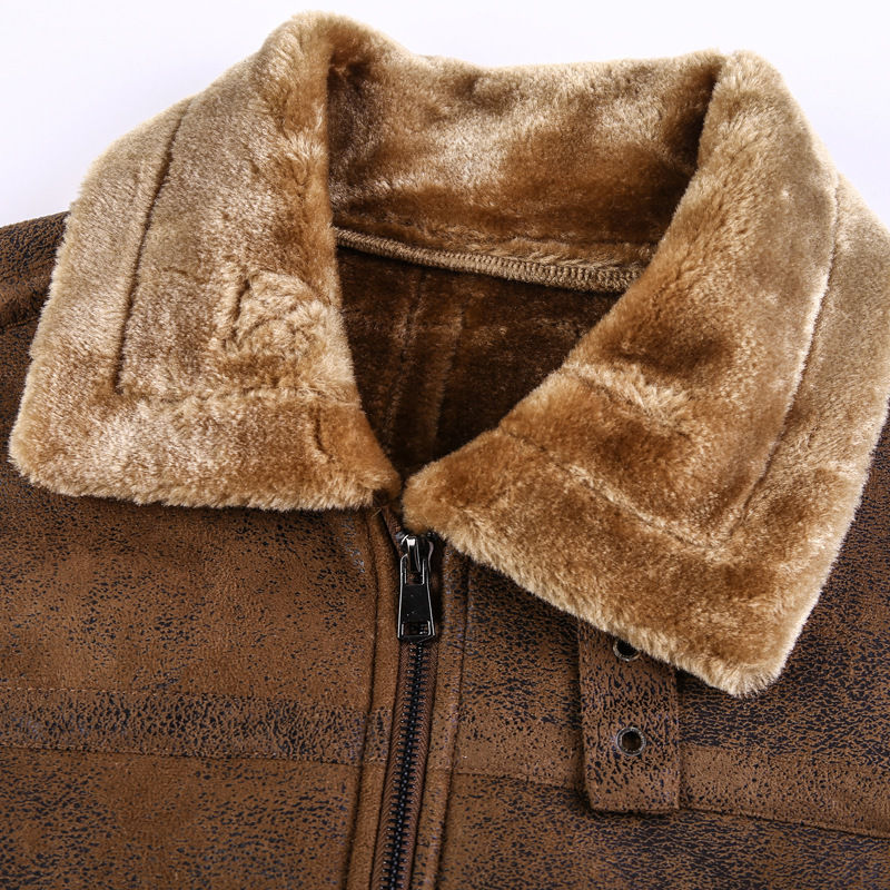 Leather Jacket Men Retro Suede Coat Outerwear Motorcycle Biker Male Winter Fur Jacket Thick Fleece Leather Man Windproof Jackets 201128