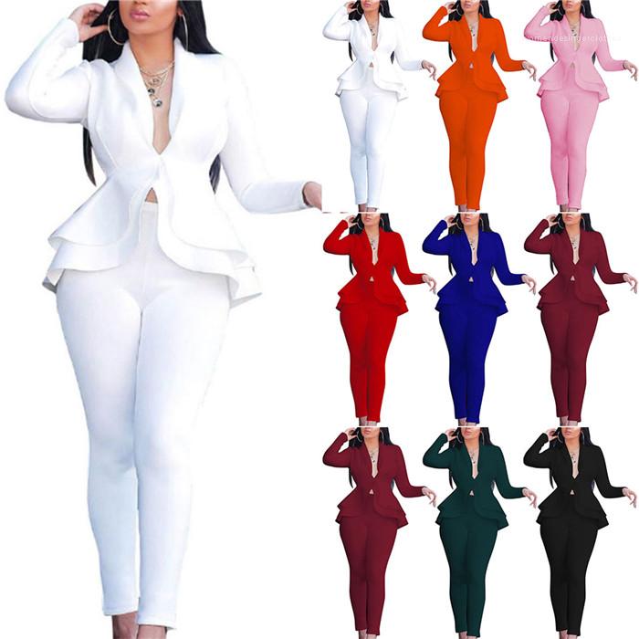 Sets Solid Color Two Piece Outfit Clothing Ruffle Blazer Coats and Pencil Pants For Women Womens Business Uniform, White
Sets Solid Color Two Piece Outfit Clothing Ruffle Blazer Coats and Pencil Pants For Women Womens Business Uniform, White