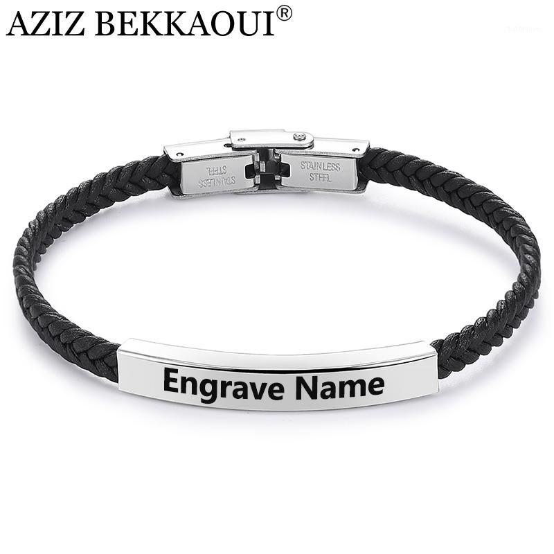 AZIZ BEKKAOUI Personalized Engraved Name Leather Bracelet Stainless Steel Custom Nameplate ID Bangles For Women Men Jewelry1
AZIZ BEKKAOUI Personalized Engraved Name Leather Bracelet Stainless Steel Custom Nameplate ID Bangles For Women Men Jewelry1