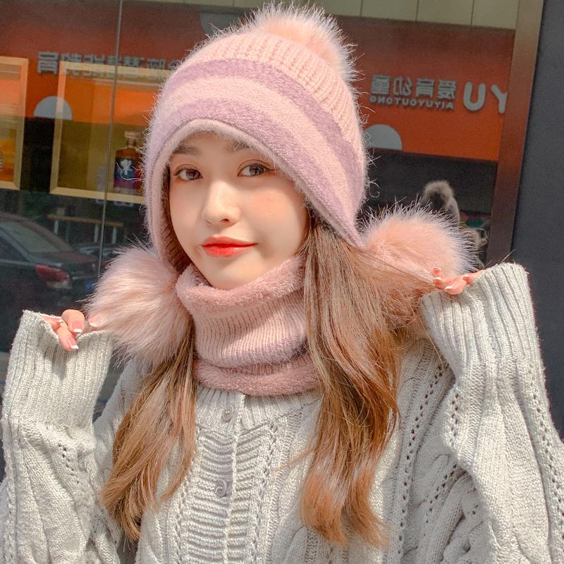 Knitted Beanie Hats Plush Thick Warm Windproof Skullies Caps Women Autumn WInter Street Casual Hat With Scarf Ring 6 Colors, Pink
Knitted Beanie Hats Plush Thick Warm Windproof Skullies Caps Women Autumn WInter Street Casual Hat With Scarf Ring 6 Colors, Pink