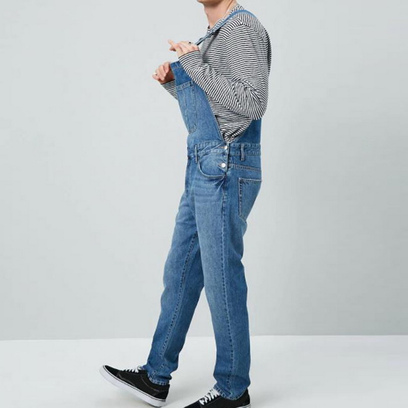SHUJIN Men Denim Pant Overall One Piece Full Length Ripped Jeans Jumpsuits Men Slim Casual Jeans Overalls Pant Pantalon 201223