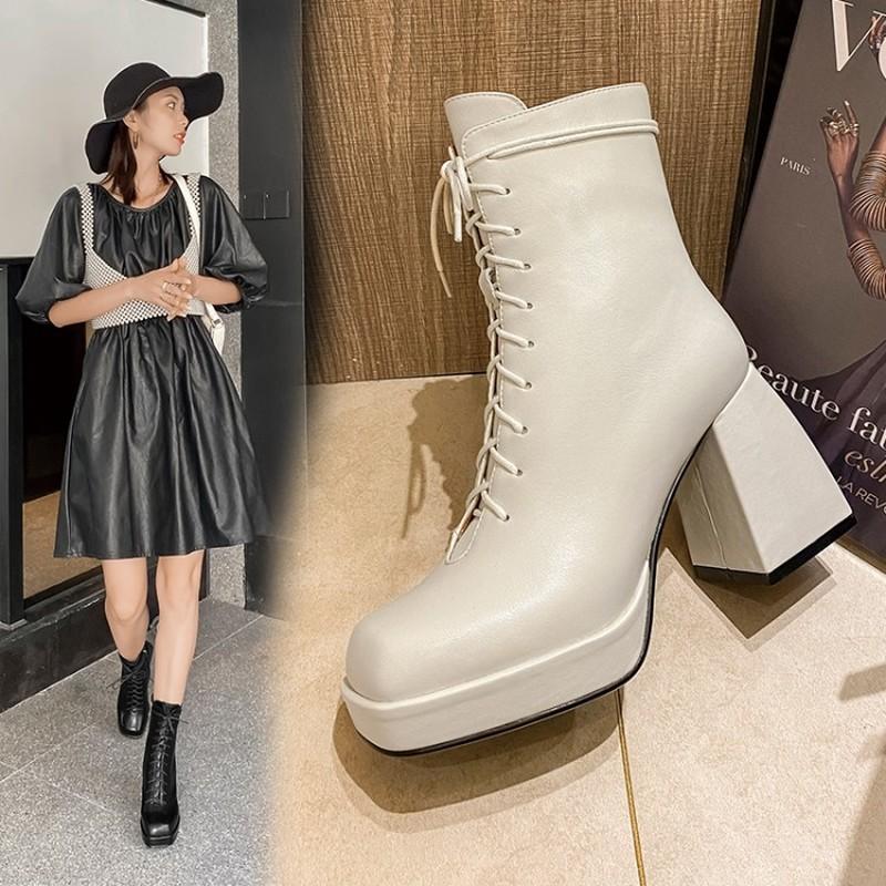 Microfiber Leather Women Boots Chunky Heels Ankle Botas Mujer Lace-up Ladies Short Booties Square Toe Zipper Side Cowboy Boots, Black
Microfiber Leather Women Boots Chunky Heels Ankle Botas Mujer Lace-up Ladies Short Booties Square Toe Zipper Side Cowboy Boots, Black