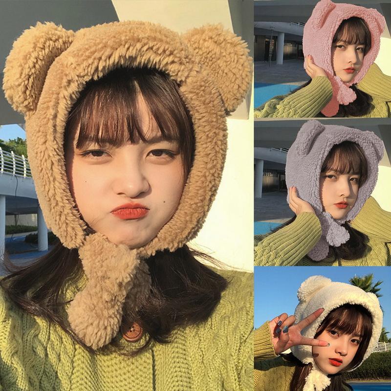 2020 New hat Fashion Solid Beanies Women Winter Cute Bear Ears Warm Hat Windproof Cap Student Women Wool Cap Female
2020 New hat Fashion Solid Beanies Women Winter Cute Bear Ears Warm Hat Windproof Cap Student Women Wool Cap Female