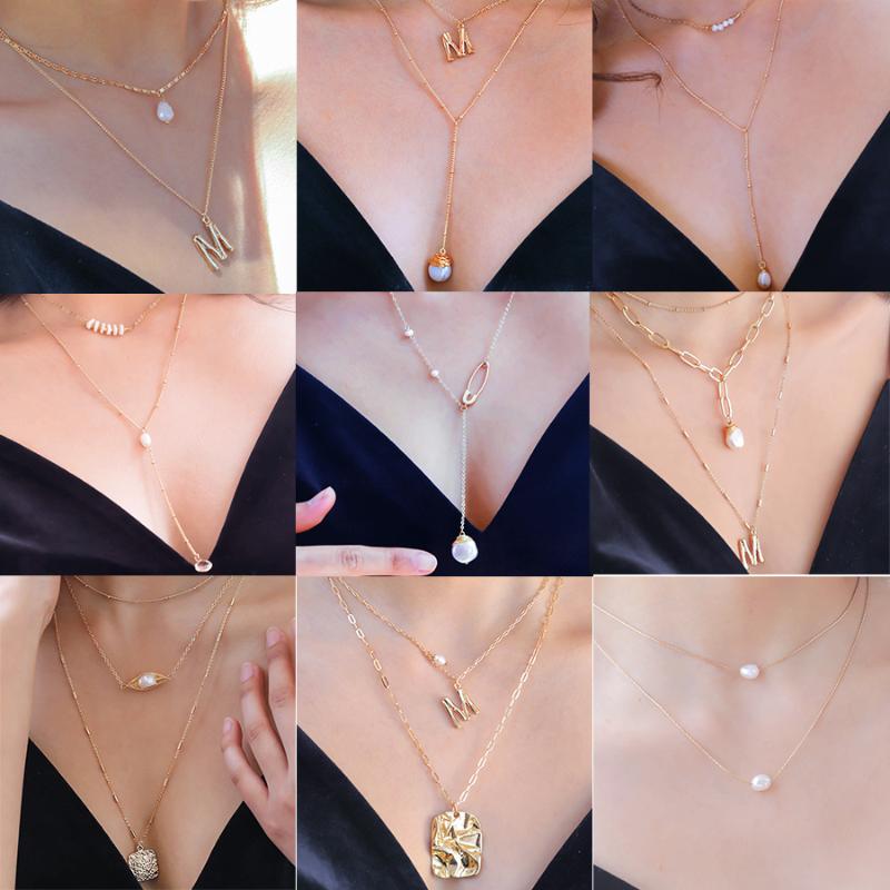 2020 New Trendy Gold Chain Multi Layer Necklace For Women Metal Tag Pendant Necklace Natural Pearl Boho Choker Jewelry
2020 New Trendy Gold Chain Multi Layer Necklace For Women Metal Tag Pendant Necklace Natural Pearl Boho Choker Jewelry