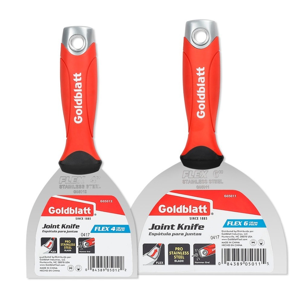 Goldblatt 2PC Putty Knife Stainless Steel Flex Joint Knife Combo Kit with Hammer End Soft Grip T200602
Goldblatt 2PC Putty Knife Stainless Steel Flex Joint Knife Combo Kit with Hammer End Soft Grip T200602