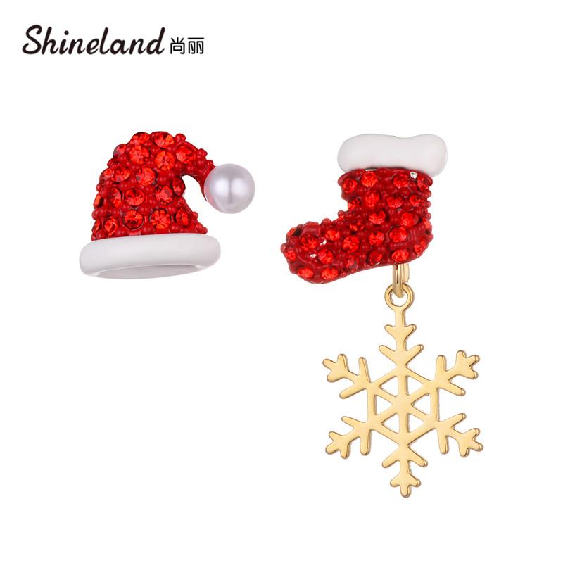 Shineland New Fashion Red Rhinestone Sock Hat Snowflake Drop Dangle Earrings Cute Pearl Asymmetry Brincos for Women Xmas Gift
Shineland New Fashion Red Rhinestone Sock Hat Snowflake Drop Dangle Earrings Cute Pearl Asymmetry Brincos for Women Xmas Gift