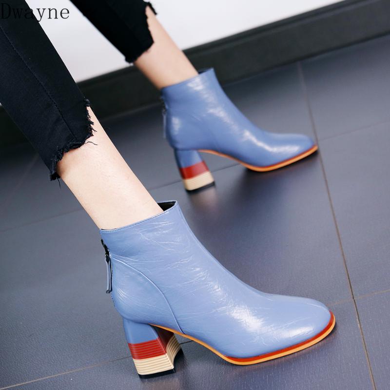 Temperament wild blue thick with high heels female 2020 new fashion color matching zipper short boots boots, Beige
Temperament wild blue thick with high heels female 2020 new fashion color matching zipper short boots boots, Beige