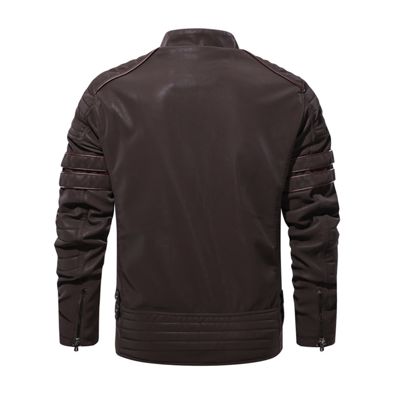 New Men's PU Leather Jacket Plus Velvet Warm Zipper Coat Male Windproof Motorcycle Jacket Coats Man Leather Biker Outwear 201120