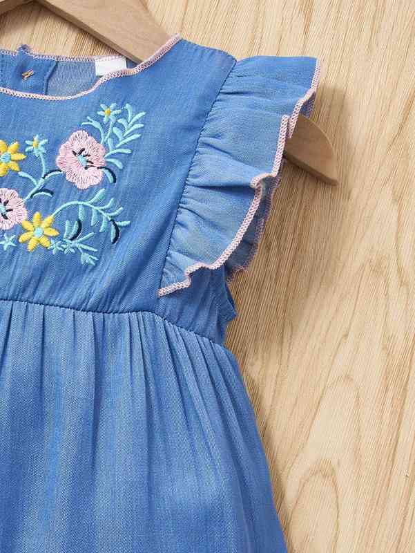 Baby Floral Embroidery Ruffle Sleeve Dress SHE