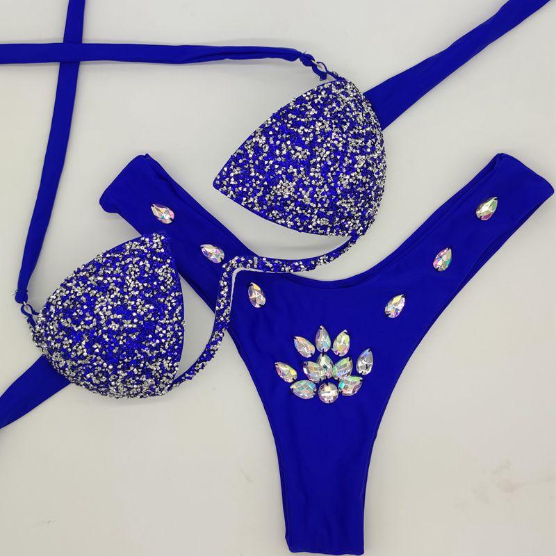 Women's Swimwear 2021 Vacation Rhinestone Bikini Set Bling Stones Swimsuit Good Quality Bathing Suit Sexy Women Beachwear