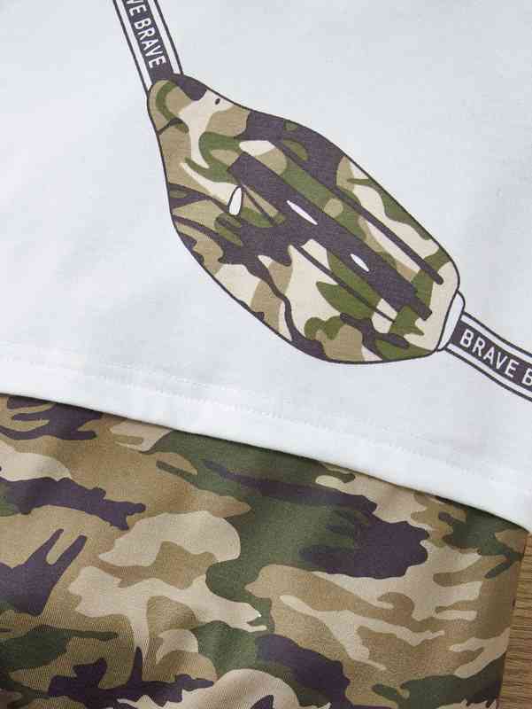 Baby Bag And Camo Print Hooded 2 In 1 Jumpsuit SHE