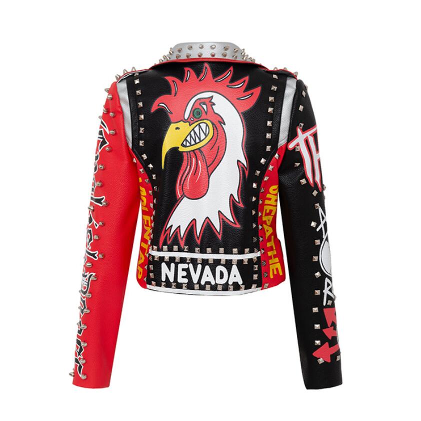 2020 Leather Jacket Women Graffiti Colorful Print rivet Biker Jackets and Coats PUNK Streetwear Ladies Short Jacekt Outerwear clothes w1217, Black
2020 Leather Jacket Women Graffiti Colorful Print rivet Biker Jackets and Coats PUNK Streetwear Ladies Short Jacekt Outerwear clothes w1217, Black