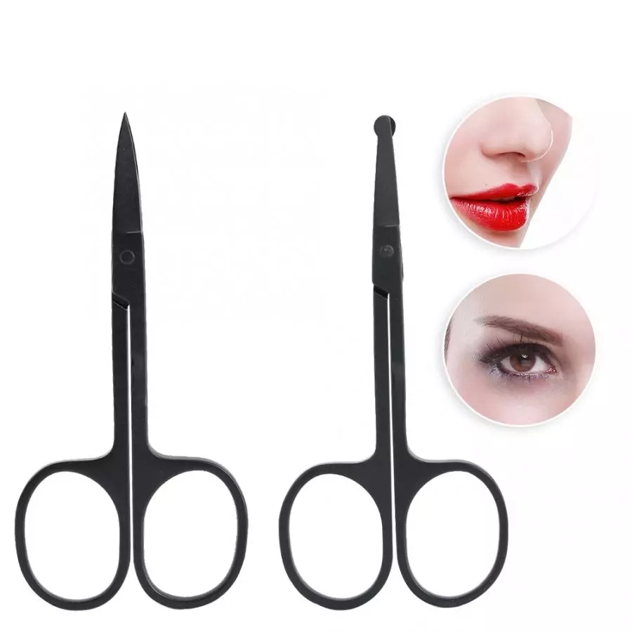 Black Stainless Steel Hair Scissors Eyebrows Nose Hairbeard Scissor Beauty Tool Hairdressers accept your logo printing