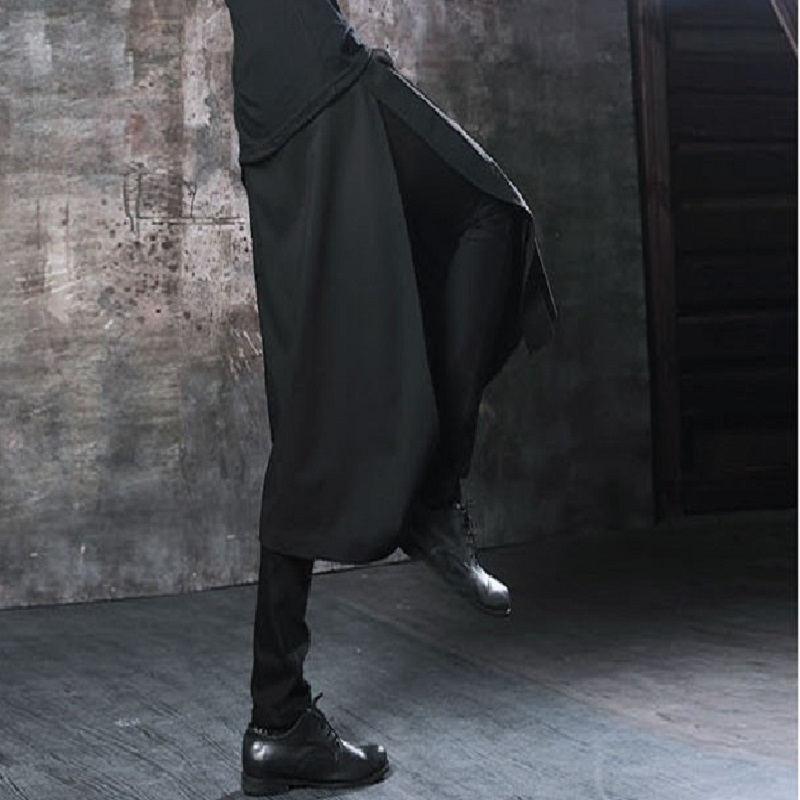 HZIJUE Spring Autumn Fashion Casual Loose Men Skirt Pants Wide Leg Pants Men Crotch Pants Bar Nightclub Costumes 201128