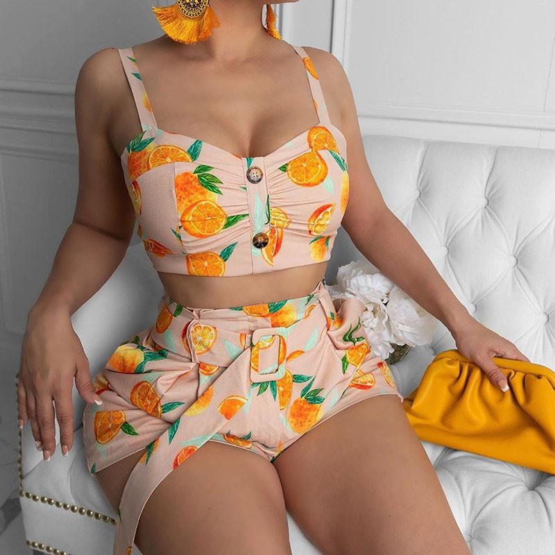 Sexy Lemon Print Two Piece Set Summer Clothes for Women Strap Crop Top and Shorts Set Sweet Vacation Beach 2 Piece Club Outfits, Yellow
Sexy Lemon Print Two Piece Set Summer Clothes for Women Strap Crop Top and Shorts Set Sweet Vacation Beach 2 Piece Club Outfits, Yellow
