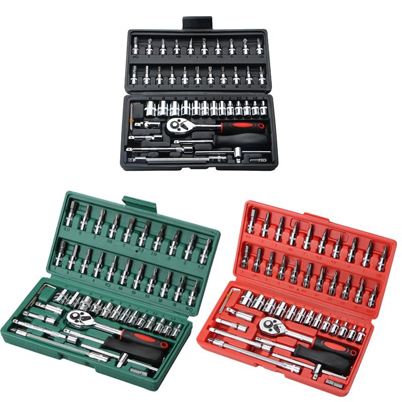 46 Pcs/Set Multifunctionl Ratchet Wrench Set Professional Mechanic Repair Tools Combination Kit with Carry Case for Auto Repair
46 Pcs/Set Multifunctionl Ratchet Wrench Set Professional Mechanic Repair Tools Combination Kit with Carry Case for Auto Repair