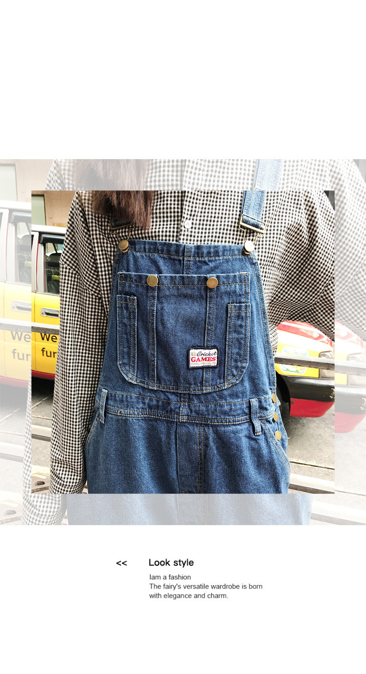 Qooth Vintage High Waist Jeans Overalls Women Big Pockets Denim Romper Ladies Wide Leg Harem Jumpsuits Capri Jeans QH2280 201105