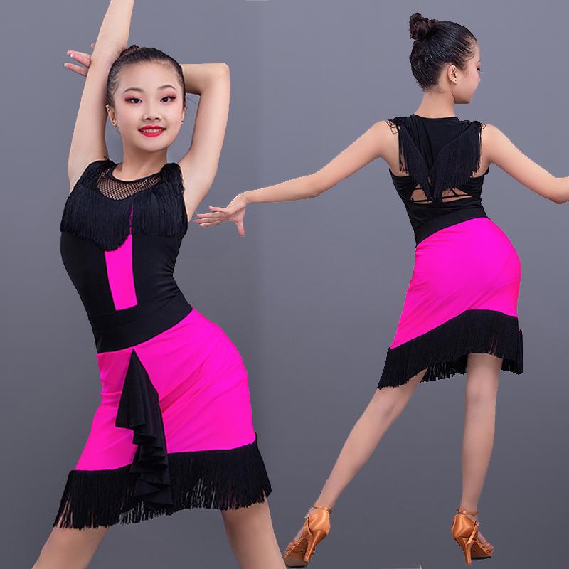 New Latin Dance Dress Girls Clothes Dance Performance Suit Children Fringe Tops Skirt Women Rose Red Sleeveless Latin Dress 3472
New Latin Dance Dress Girls Clothes Dance Performance Suit Children Fringe Tops Skirt Women Rose Red Sleeveless Latin Dress 3472