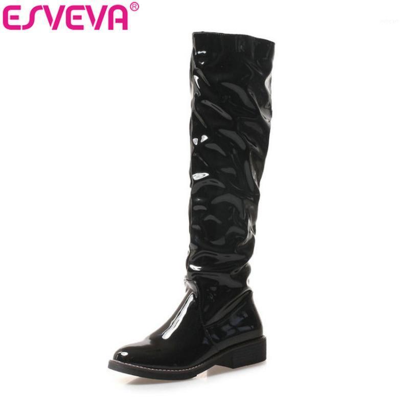 ESVEVA 2020 Low Heels Women Knee-high Boots Patent Leather PU Square Heels Round Toe Autumn Motorcycle Boots Shoes Size 34-431, Qi pi black
ESVEVA 2020 Low Heels Women Knee-high Boots Patent Leather PU Square Heels Round Toe Autumn Motorcycle Boots Shoes Size 34-431, Qi pi black