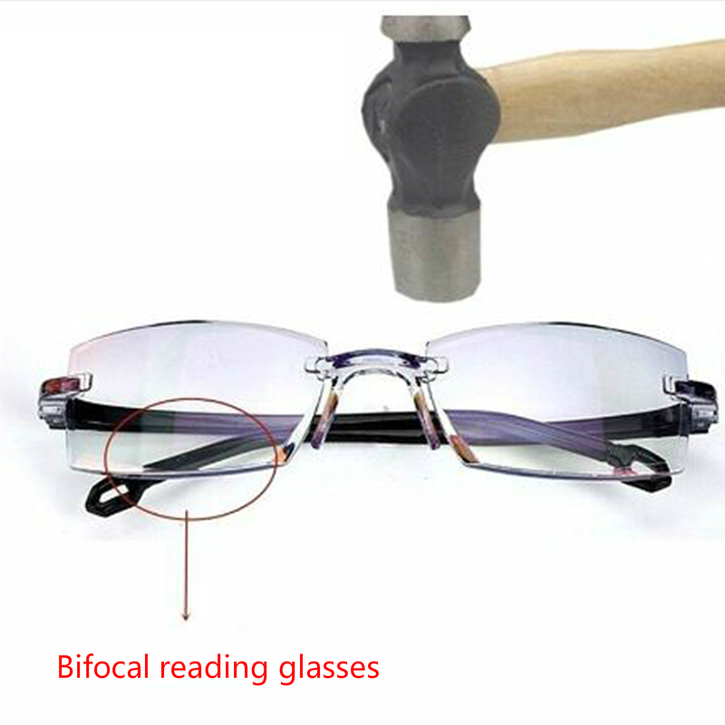 High Quality Bifocal Anti Blue Reading Glasses Portable Rimless Multifocal Presbyopic Glasses Magnification Diamond Cutting NEW от DHgate WW