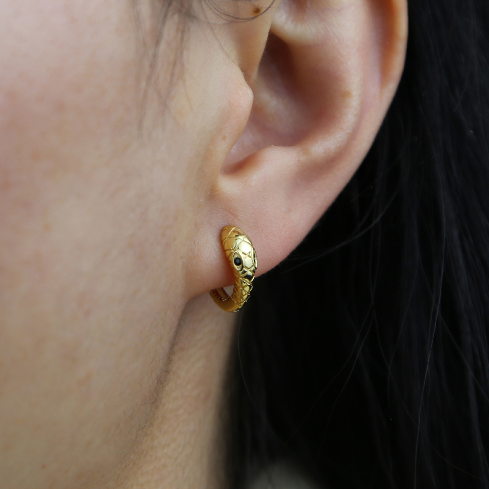 New arrival 100% 925 Sterling Silver Mini Hoops Gold Plated Cute Lovely Snake Shaped Multi Piercing Tiny Small Hoop Earring