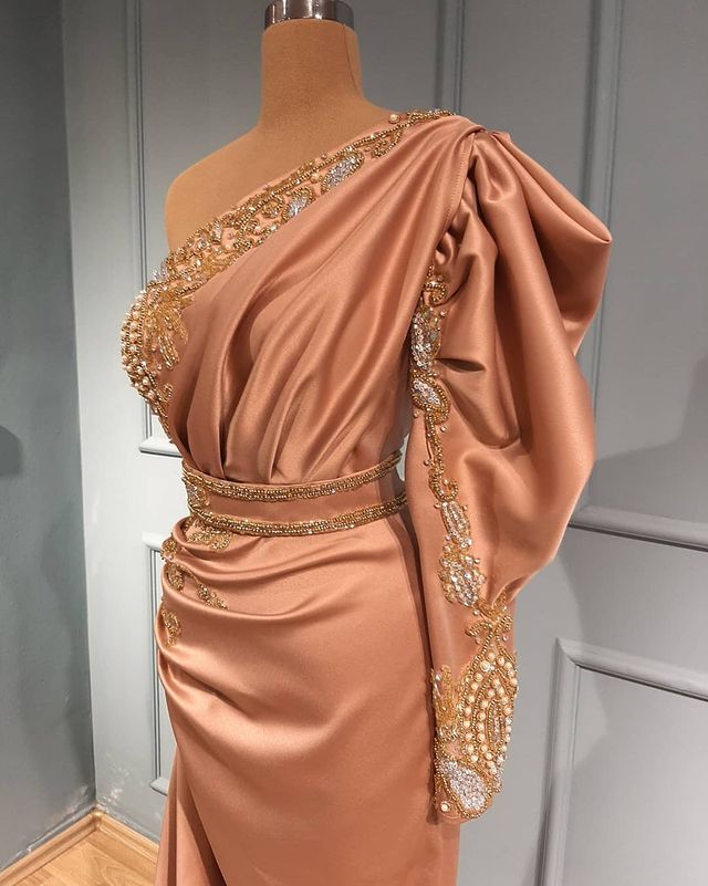 aso ebi arabic sexy luxurious mermaid evening dresses beaded crystals prom dresses satin formal party second reception gowns zj366