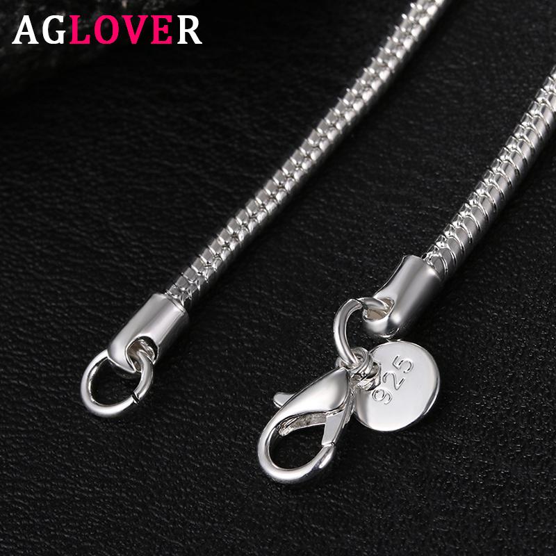 AGLOVER 925 Sterling Silver 16/18/20/22/24 Inch 3MM Snake Chain Necklace For Woman Man Fashion Charm Wedding Jewelry Gift 
AGLOVER 925 Sterling Silver 16/18/20/22/24 Inch 3MM Snake Chain Necklace For Woman Man Fashion Charm Wedding Jewelry Gift