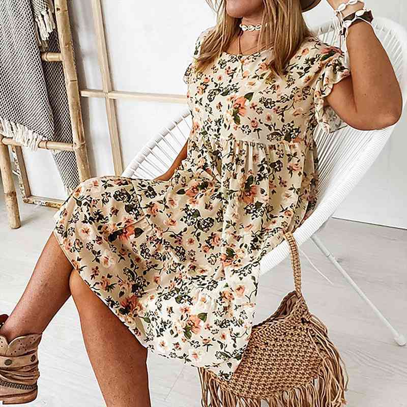 summer women casual dresses o-neck dress beach floral print ruffles sundress beach plus size female clothes dress sukienka, Black;gray
summer women casual dresses o-neck dress beach floral print ruffles sundress beach plus size female clothes dress sukienka, Black;gray