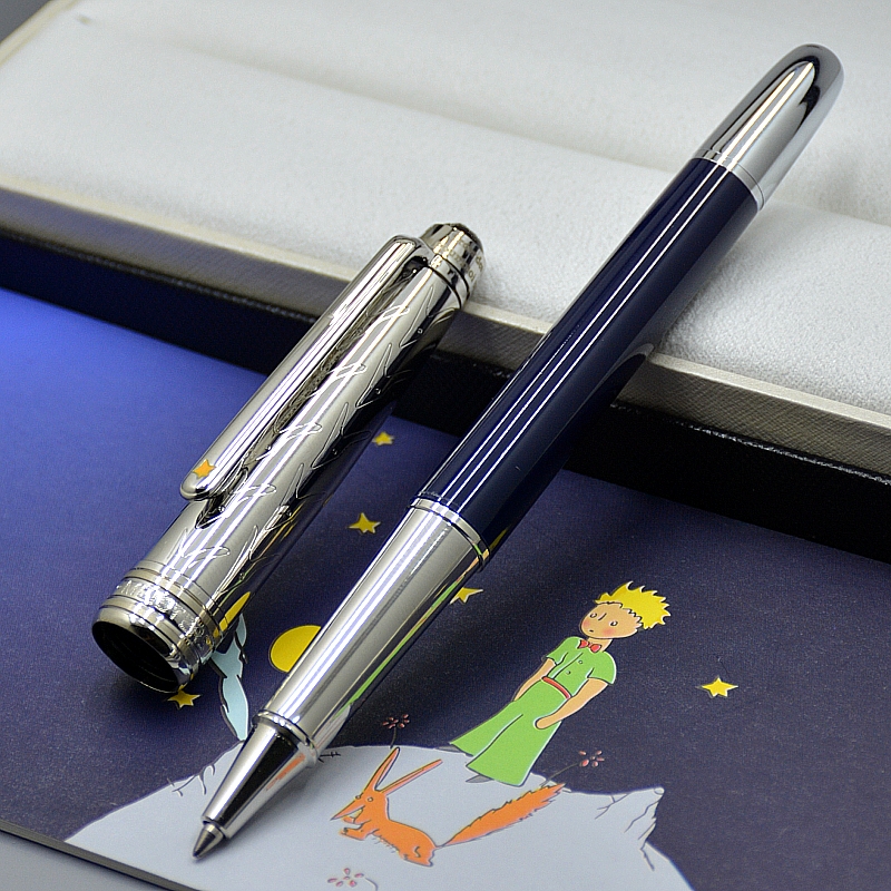 Promotion petit prince blue and Silver Ballpoint pen / Roller ball pens Exquisite office stationery 0.7mm ink pens For Birthday Gift (No Box) от DHgate WW