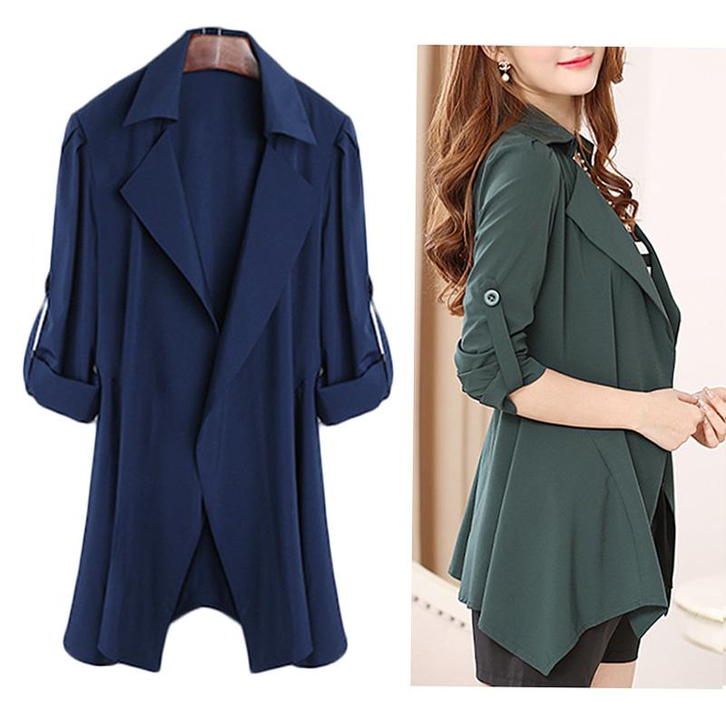 Spring Autumn Women's Solid Casual Mid Coat Long Sleeves Waist Lapel Slim Cardigan Outdoor Work Suit Jackets Plus size -5XL, Black
Spring Autumn Women's Solid Casual Mid Coat Long Sleeves Waist Lapel Slim Cardigan Outdoor Work Suit Jackets Plus size -5XL, Black