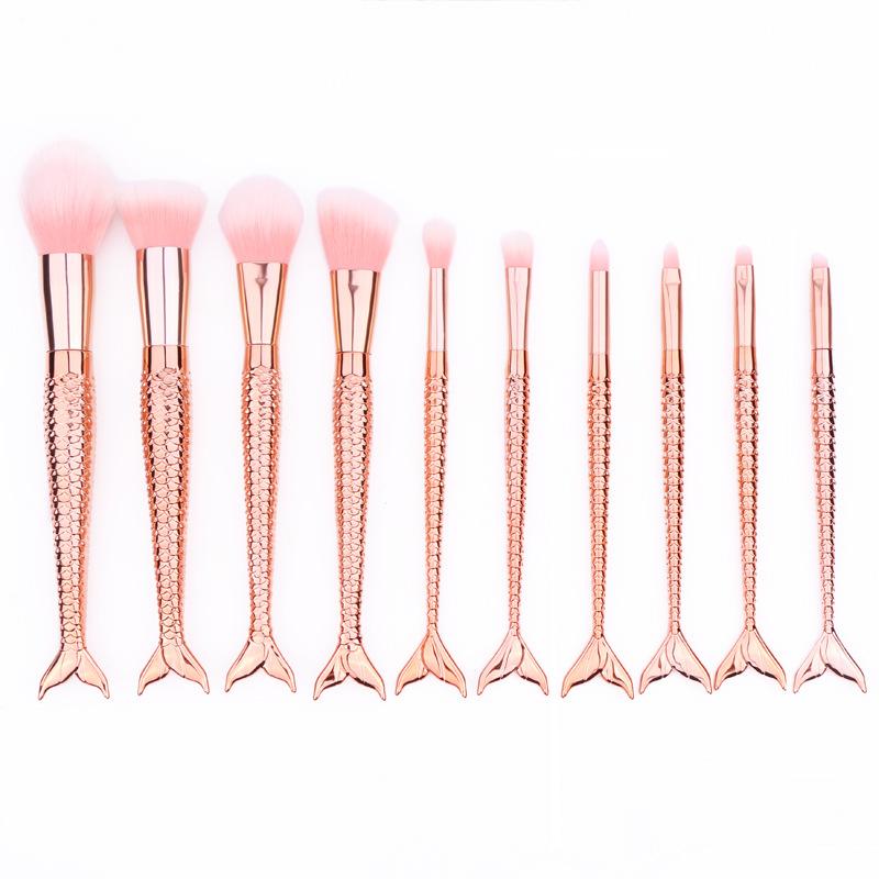 10Pcs Diamond Rose Gold Makeup Brushes Set Mermaid Fishtail Shaped Foundation Powder Make up Brushes Tools
10Pcs Diamond Rose Gold Makeup Brushes Set Mermaid Fishtail Shaped Foundation Powder Make up Brushes Tools