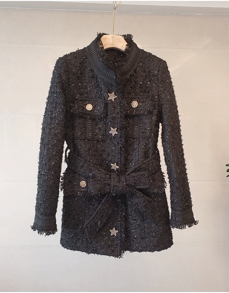 1202 2021 Spring High Quality Free Shipping Crew Neck Long Sleeve Coat Tweed Black Fashion Womens Clothes SH
1202 2021 Spring High Quality Free Shipping Crew Neck Long Sleeve Coat Tweed Black Fashion Womens Clothes SH