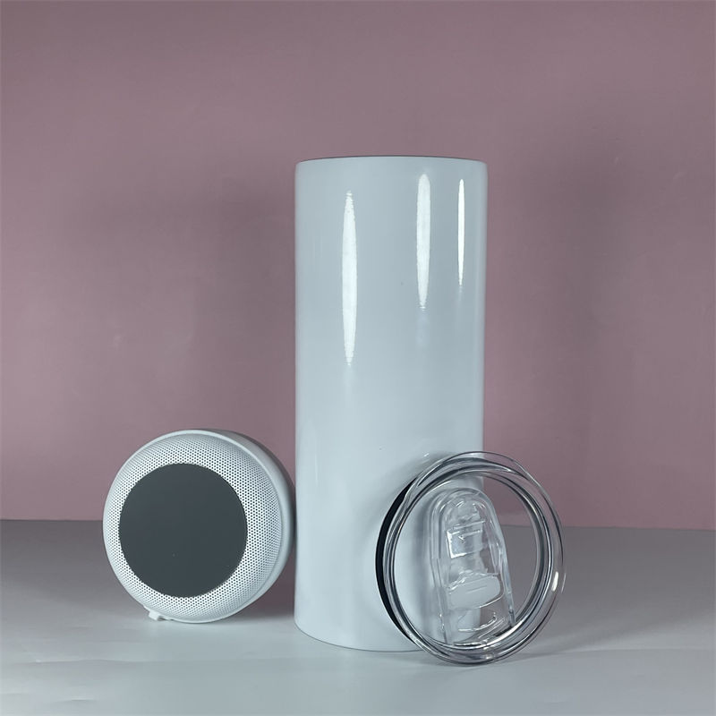 US Local Warehouse 20oz Bluetooth Speaker Tumblers Straight Sublimation Skinny tumbler with wireless Mini Speaker stainless steel vacuum insulated mus