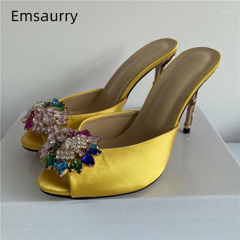 Luxury Satin Crystal Flower Decor Sandals Women Iridescent Metal Petal Thin High Heel Open Toe Rhinestone Runway Shoes Woman1, Yellow
Luxury Satin Crystal Flower Decor Sandals Women Iridescent Metal Petal Thin High Heel Open Toe Rhinestone Runway Shoes Woman1, Yellow