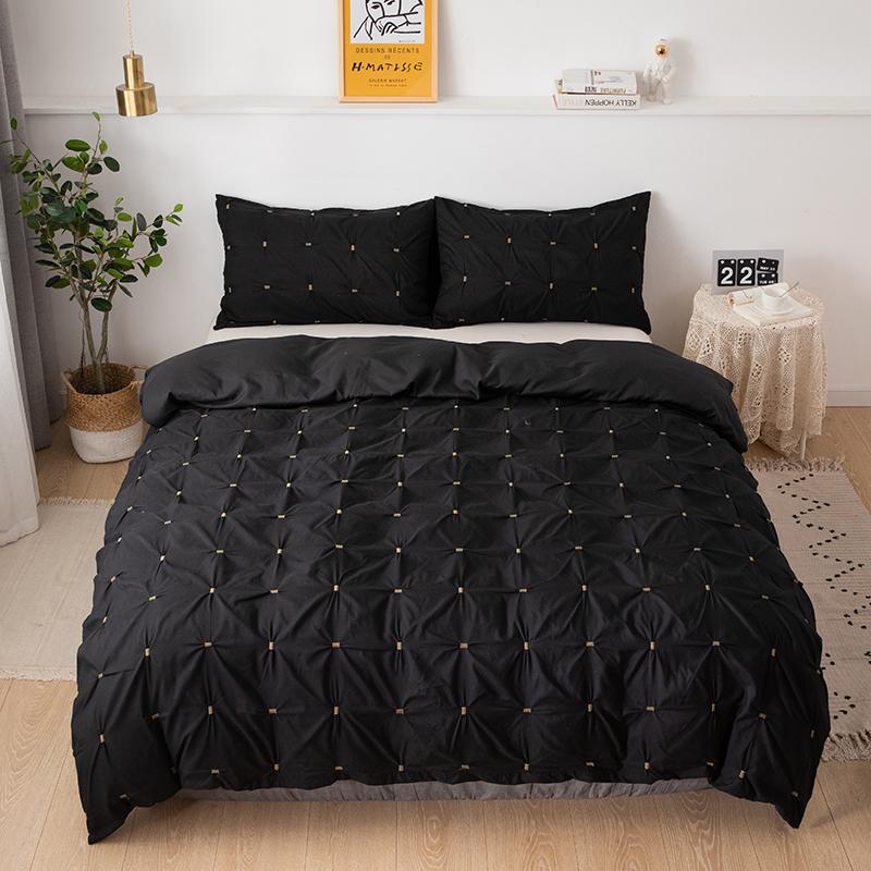 European Style Bedding Set Polyester Sanding Plaid Dotted Duvet Cover Set King/Queen Size Solid Bed Linens Bedclothes, White
European Style Bedding Set Polyester Sanding Plaid Dotted Duvet Cover Set King/Queen Size Solid Bed Linens Bedclothes, White