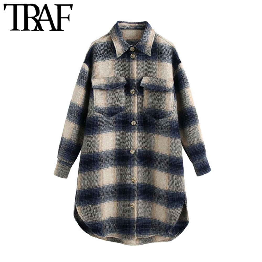 TRAF Women Fashion With Pockets Oversized Plaid Jacket Coat Vintage Long Sleeve Side Vents Female Outerwear Chic Tops, As picture
TRAF Women Fashion With Pockets Oversized Plaid Jacket Coat Vintage Long Sleeve Side Vents Female Outerwear Chic Tops, As picture
